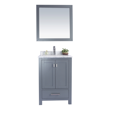 LAVIVA Wilson 24, Grey Cabinet & White Carrara Countertop 313ANG-24G-WC